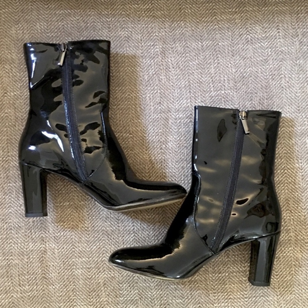 Aquatalia Top-P Black Patent Leather Boots Sz 8